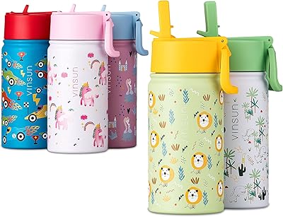 Bouteilles d'eau vinson kids 350 ml avec paille anti-fuite acier