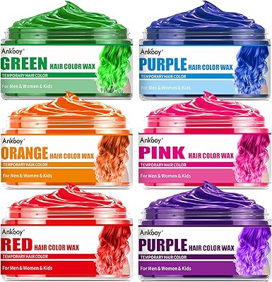 Paquet de 6 cires de coloration temporaire cire naturelle pour cheveux boue