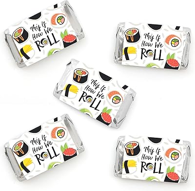 Autocollants big happiness let's roll - sushi - petits autocollants pour barres chocolatées - cadeaux de fête japonais - 40 pièces. Diaytar : Vivez l'expérience du shopping malin