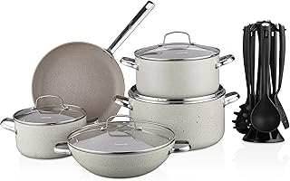 Batterie de cuisine korkmaz granita, taille 2xl, 15 pièces | batterie de cuisine