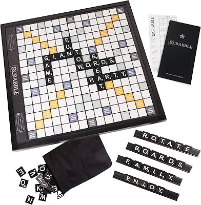 Jeu de société scrabble deluxe black edition avec toupie en bois
