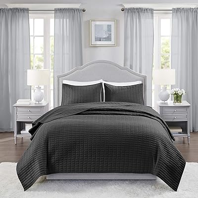 Comfort spaces kena parure de lit de luxe avec coutures double face, couverture d'été légère, douce, couche de lit toutes saisons, taie d'oreiller assortie, noir, housse double/queen (228,6 x 228,6 cm), 3 pièces. Vos marques préférées à prix réduits sur Diaytar