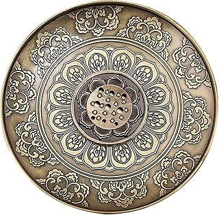 Brûleur d'encens en cuivre avec porte-encens à 9 trous et cendrier amovible
