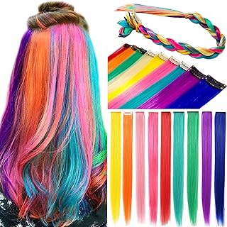 Sarari 9 pièces mode arc-en-ciel perruques à clipser accessoires pour filles adultes filles