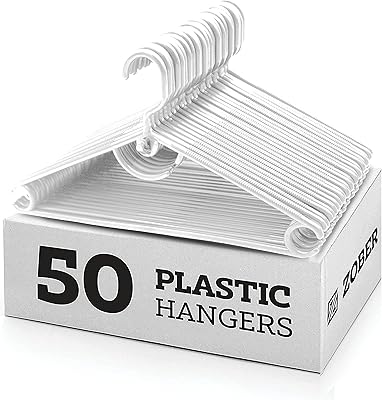 Cintres en plastique blanc standard zuber | paquet de 50 avec