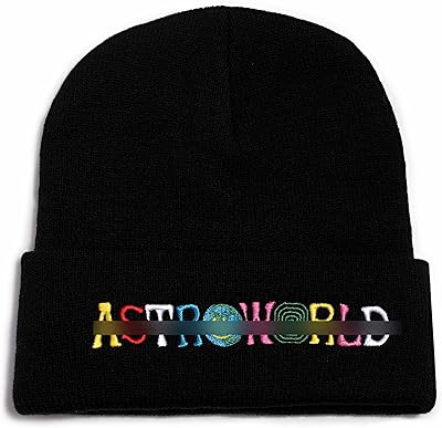 Fwjsky astroworld bonnet d'hiver chaud en tricot extensible brodé unisexe, rouge vin, taille