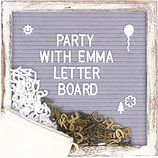 Tableau à lettres rustique vintage en feutre, cadre en bois gris, cadeau d'anniversaire