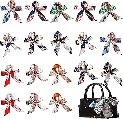 18pcs jiamian écharpe de sac à main, écharpe à bord en satin, écharpe de sac à main en soie, écharpe enveloppante de tour de cou, écharpe de sac à main, écharpe pour femme. Diaytar : Connectez-vous aux meilleures offres