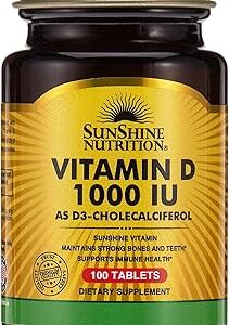 Vitamine d 1000 ui de sunshine nutrition - 100 comprimés. Diaytar Sénégal : Achetez plus, dépensez moins