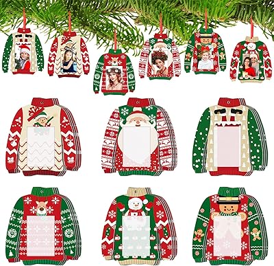 24 pièces d'ornements de photos de noël pour ipad, pull laid, cadres photo