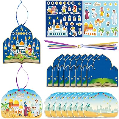 Ensemble d'affiches de scène de mosquée de l'aïd moubarak pour enfants, excellent cadeau