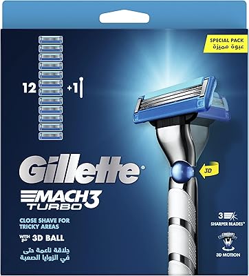 Rasoir homme gillette mach3 turbo 3d monomanche + 12 lames