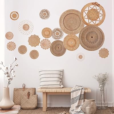 18 autocollants muraux ronds en forme de panier bohème modernes à décoller