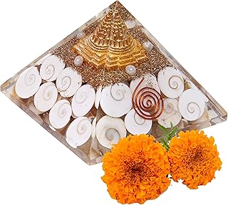 Pyramide orgonite originale de vieux chakra gomti avec mahamru shree yantra