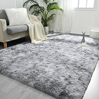 Grand tapis flyduit pour le salon à poils longs gris clair tie-dye moelleux en peluche. Diaytar Sénégal : Innovation, diversité et accessibilité