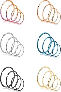 Rivoli 24 pièces 18-22g 316l anneaux de nez en acier inoxydable