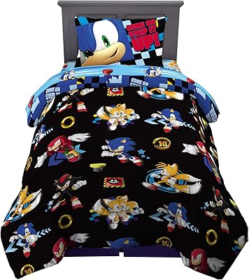 Parure de lit super douce pour enfants franco sonic le hérisson, 4 pièces