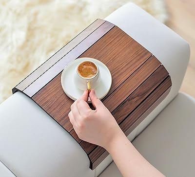 Siabel® plateau d'accoudoir de canapé, table de bras de canapé flexible, porte-gobelet pliable