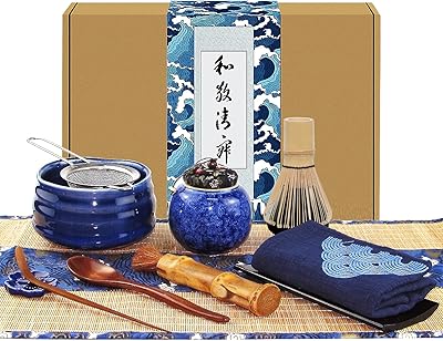 Service à thé matcha japonais artcom 12 pièces, bol à moustaches matcha, support