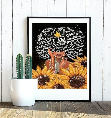 Art mural teika avec des phrases de motivation pour les afro-américains, toile imprimée