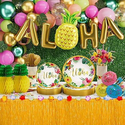 Ensemble de couverts jetables acaliland summer beach decorations (25 invités) avec assiettes, tasses