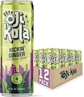 Ogg cola, kickin' ginger, alternative pétillante naturelle aux sodas, thés et boissons énergisantes, canettes de 12 oz (paquet de 12), faible en calories avec 50 calories par canette, 160 mg de caféine (kickin' ginger). Diaytar : Là où commence votre expérience shopping idéale