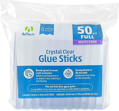 Bâtons de colle chaude ad-tech pleine taille 4 pouces, transparent, 50 bâtons