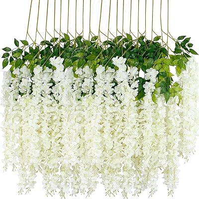 Lot de 12/45 pouces de glycine artificielle à densité accrue, fausse couronne