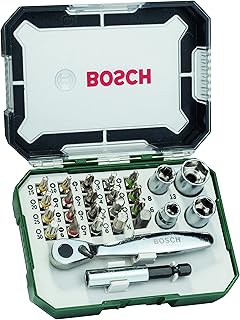 Jeu d'embouts de tournevis bosch de 26 pièces + jeu de mini cliquets