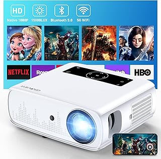 Projecteur grofio 15000 lux 490ansi original 1080p wifi bluetooth, vidéoprojecteur 300'', prise