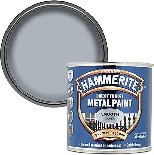 Peinture métallisée hammerite direct to rust - finition argent doux, 250 ml