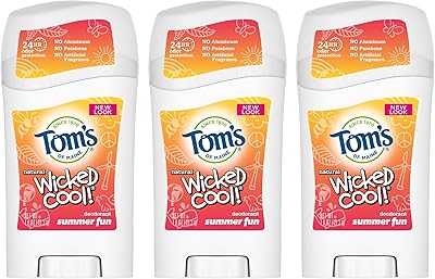 Déodorant naturel toms of maine wicked cool sans aluminium pour enfants, plaisirs d'été