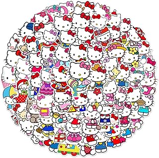 100 autocollants hello kitty blancs pour bouteille d'eau, ordinateur portable, scrapbooking, ordinateur, coque