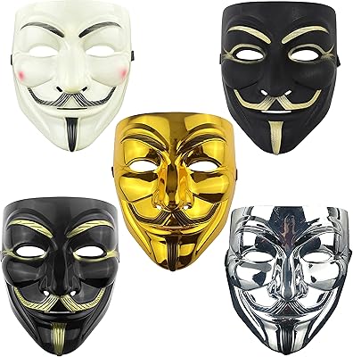 Masque d'halloween di hasion paquet de 5 masques de mascarade anonymes en forme