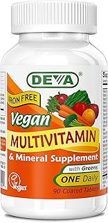 Supplément multivitaminé et minéral végétarien sans fer deva - 90 comprimés