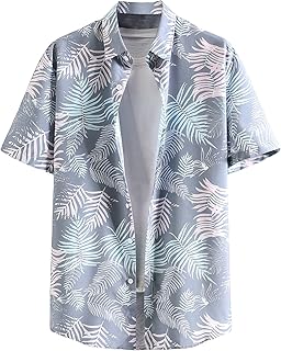 Chemise hawaïenne boutonnée à manches courtes et imprimé tropical georglitter pour hommes, chemise