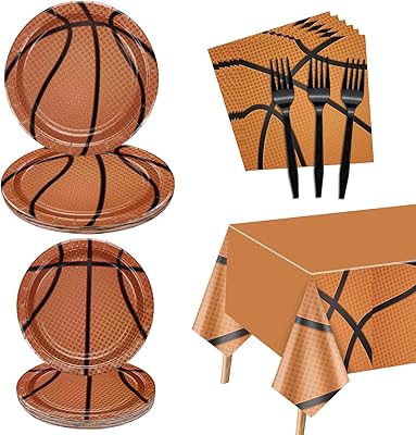 Ensemble de vaisselle de basket-ball 81 pièces assiettes de fête de basket-ball nappe