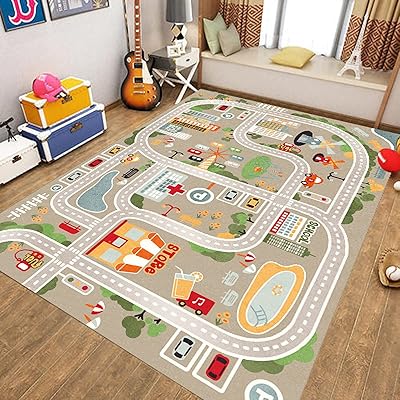 Tapis de jeu pour bébé au design de grand village, doux et durable