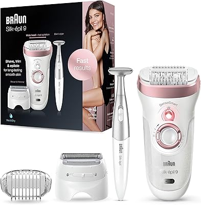 Braun ses 9890 silk-epil 9890 sensosmart épilateur humide et sec avec 4