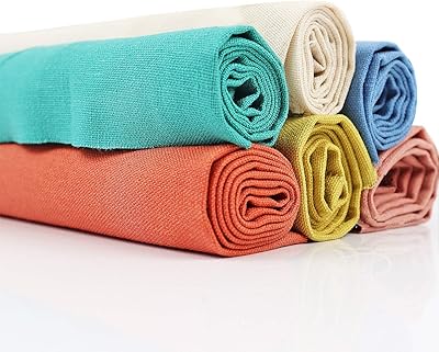 Tissu à broder - 6 pièces 6 couleurs tissu en lin uni