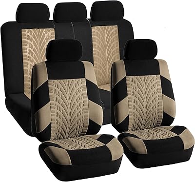 Ensemble de housses de siège de voiture complètes en tissu de luxe beige