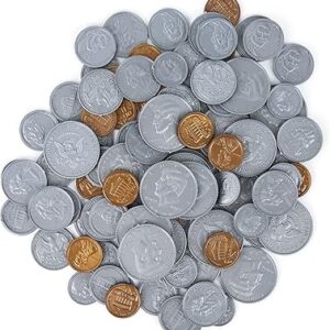Wayom 500 pièces de fausses pièces d'argent pour enfants, ensemble de pièces de jeu, jouet d'argent réaliste, pièces en plastique pour enfants, apprentissage, fête éducative à la maison. Diaytar : Qualité professionnelle, prix grand public