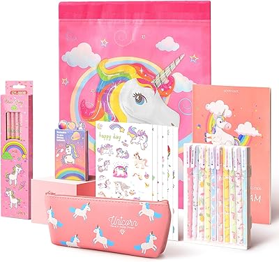 Coffret cadeau de papeterie annie first licorne pour filles 37 pièces pour anniversaire