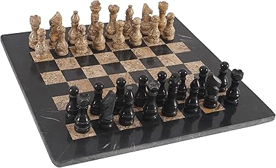 Jeu d'échecs radicaln marble, 16 pouces, noir et rouge corail, conçu à la main