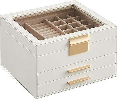 Boîte à bijoux sung mikes avec couvercle en verre organisateur de 3