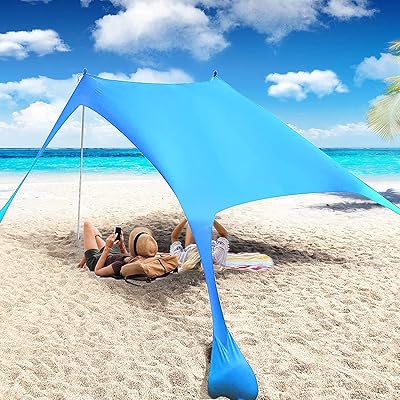 Abri solaire de tente de plage pop-up upf50+ avec pelle à sable piquets