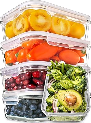 Récipients alimentaires en verre avec couvercles (5 paquets de 850 ml) récipients