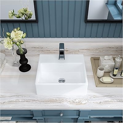 Lavabo de salle de bain meiji 14 pouces au-dessus du comptoir, lavabo rectangulaire