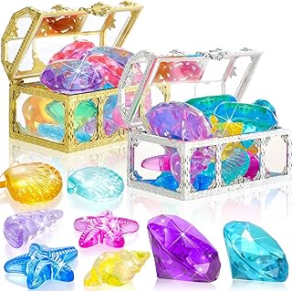 24 pièces jouets de piscine plongée d'été colorés avec 2 coffres au trésor
