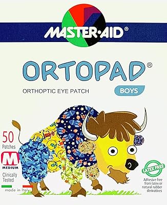 Patchs oculaires ortopad pour garçons, 50 patchs adhésifs, moyen, sans latex ni conservateur